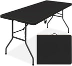 6ft Plastic Folding Table, Indoor Outdoor Heavy Duty Portable w/Handle, Lock for Picnic, Party, Camping - Black