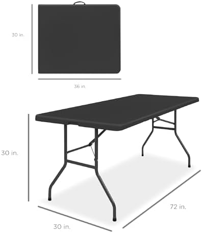 6ft Plastic Folding Table, Indoor Outdoor Heavy Duty Portable w/Handle, Lock for Picnic, Party, Camping - Black, alternate