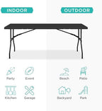 6ft Plastic Folding Table, Indoor Outdoor Heavy Duty Portable w/Handle, Lock for Picnic, Party, Camping - Black, alternate