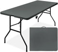 6ft Plastic Folding Table, Indoor Outdoor Heavy Duty Portable w/Handle, Lock for Picnic, Party, Camping - Dark