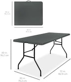 6ft Plastic Folding Table, Indoor Outdoor Heavy Duty Portable w/Handle, Lock for Picnic, Party, Camping - Dark, alternate