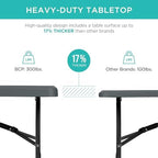 6ft Plastic Folding Table, Indoor Outdoor Heavy Duty Portable w/Handle, Lock for Picnic, Party, Camping - Dark, alternate