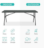 6ft Plastic Folding Table, Indoor Outdoor Heavy Duty Portable w/Handle, Lock for Picnic, Party, Camping - Dark, alternate