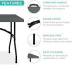 6ft Plastic Folding Table, Indoor Outdoor Heavy Duty Portable w/Handle, Lock for Picnic, Party, Camping - Dark, alternate