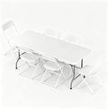 6FT Plastic Folding Table Set with 6 White Chairs, Heavy Duty