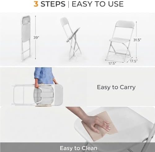 6FT Plastic Folding Table Set with 6 White Chairs, Heavy Duty, alternate view 7
