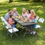 6FT Portable Plastic Folding Table, Heavy Duty, Fold-in-Half, Black in Black, alternate view 2
