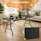 6FT Portable Plastic Folding Table, Heavy Duty, Fold-in-Half, Black in Black, alternate view 5