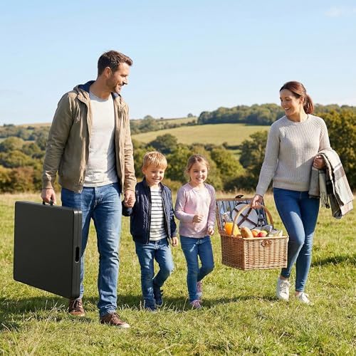 6FT Portable Plastic Folding Table, Heavy Duty, Fold-in-Half, Black in Black, alternate view 7