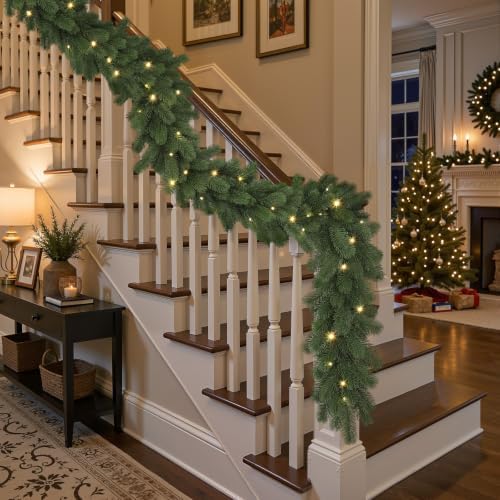 6FT Pre-Lit Christmas Garland, Lighted Norfolk Pine Garland in Green, alternate view 3