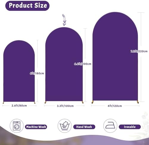 6FT Purple Arch Backdrop Cover - Polyester Fitted Wedding Arch Stand Covers Round Top Chiara Arch Backdrop Cover, alternate