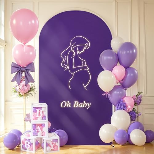 6FT Purple Arch Backdrop Cover - Polyester Fitted Wedding Arch Stand Covers Round Top Chiara Arch Backdrop Cover, alternate