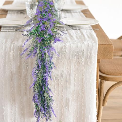 6Ft Purple Lavender Artificial Garland Decor, Spring Summer All Year Lavender Deep Purple Garland, Green Wreath, alternate