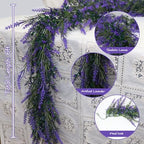 6Ft Purple Lavender Artificial Garland Decor, Spring Summer All Year Lavender Deep Purple Garland, Green Wreath, alternate