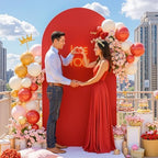 6FT Red Arch Backdrop Cover - Stretchy Spandex Fabric Fitted Round Top Chiara Backdrop Arch Covers for Wedding, alternate