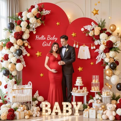 6FT Red Arch Backdrop Cover - Stretchy Spandex Fabric Fitted Round Top Chiara Backdrop Arch Covers for Wedding, alternate