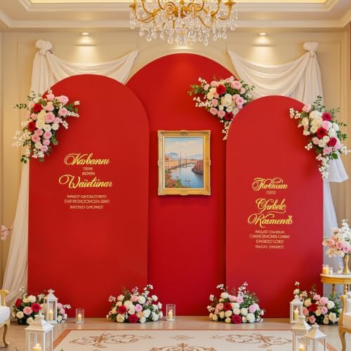 6FT Red Arch Backdrop Cover - Stretchy Spandex Fabric Fitted Round Top Chiara Backdrop Arch Covers for Wedding, alternate