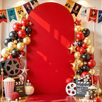 6FT Red Arch Cover - Polyester Fitted Wedding Arch Stand Covers Round Top Chiara Arch Backdrop Cover for Party, alternate