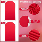 6FT Red Arch Cover - Polyester Fitted Wedding Arch Stand Covers Round Top Chiara Arch Backdrop Cover for Party, alternate