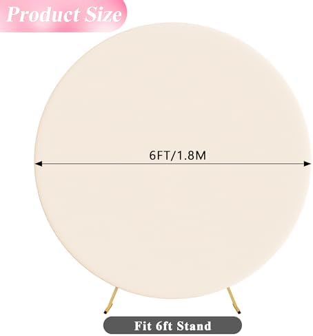 6FT Round Backdrop Cover Beige Round Arch Covers Backdrop, alternate view 2