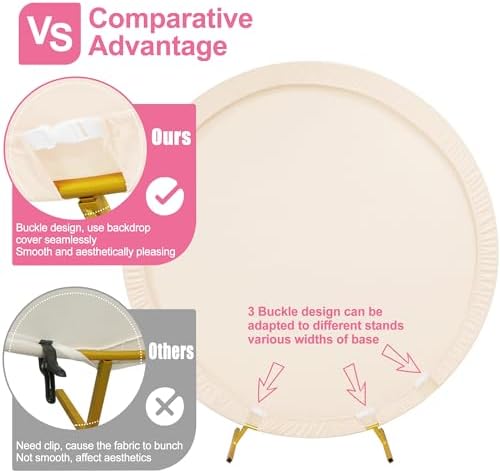 6FT Round Backdrop Cover Beige Round Arch Covers Backdrop, alternate view 4