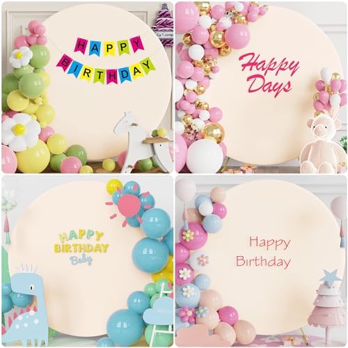 6FT Round Backdrop Cover Beige Round Arch Covers Backdrop, alternate view 6