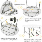 6FT Round Folding Table White Fold-in-Half with Carrying Handle Portable Plastic Card Table for Indoor or, alternate view 6
