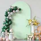 6FT Sage Green Arch Cover - Polyester Fitted Wedding Arch Stand Covers Round Top Chiara Arch Backdrop Cover for
