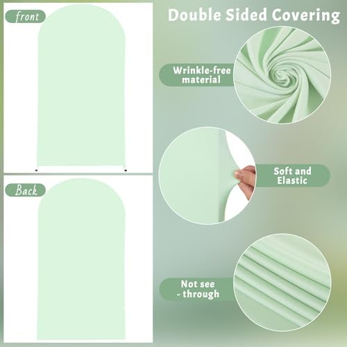6FT Sage Green Arch Cover - Polyester Fitted Wedding Arch Stand Covers Round Top Chiara Arch Backdrop Cover for, alternate