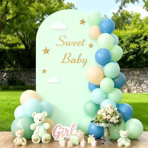 6FT Sage Green Arch Cover - Polyester Fitted Wedding Arch Stand Covers Round Top Chiara Arch Backdrop Cover for, alternate