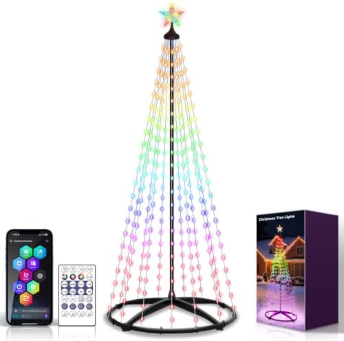 6FT Smart Cone Christmas Tree Lights, RGB Color Changing, 235 LED