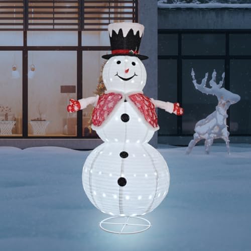 6FT Snowman Outdoor Christmas Decorations with 190 LED Lights, Lighted Snowman with Top Hat + Vest + Glove for, alternate