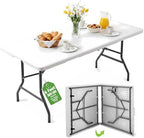 6ft Table Large Folding Table White Folding Table with Portable Carrying Handle 6ft Heavy Plastic Foldable Table