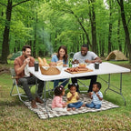 6ft Table Large Folding Table White Folding Table with Portable Carrying Handle 6ft Heavy Plastic Foldable Table, alternate