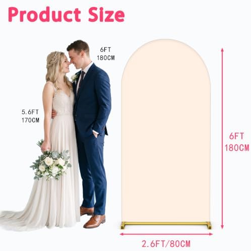 6FT Wedding Arch Backdrop Cover, Beige Spandex Arch Stand Cover, alternate view 2