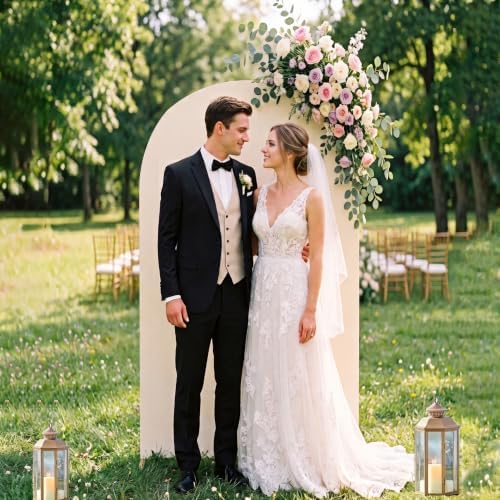 6FT Wedding Arch Backdrop Cover, Beige Spandex Arch Stand Cover, alternate view 5