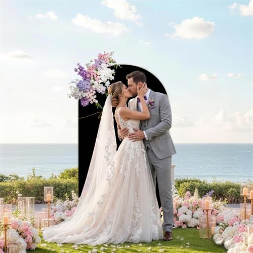 6FT Wedding Arch Backdrop Cover, Black Spandex Arch Stand Cover, alternate view 2