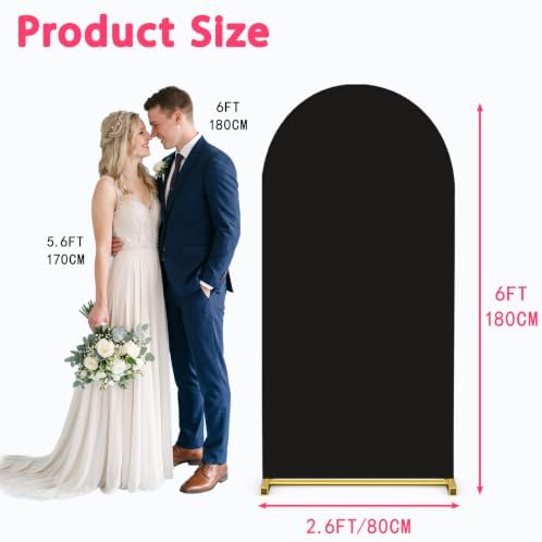 6FT Wedding Arch Backdrop Cover, Black Spandex Arch Stand Cover, alternate view 3