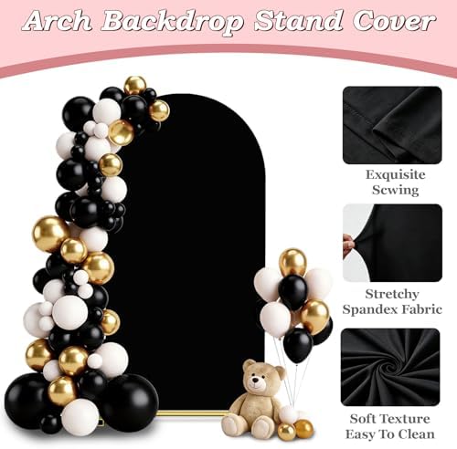6FT Wedding Arch Backdrop Cover, Black Spandex Arch Stand Cover, alternate view 4