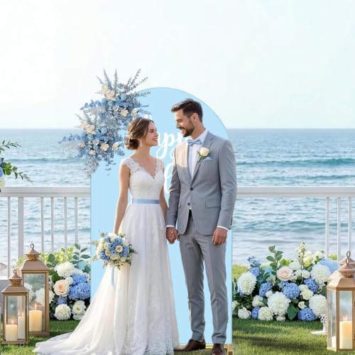 6FT Wedding Arch Backdrop Cover, Blue Spandex Arch Stand Cover, alternate view 2