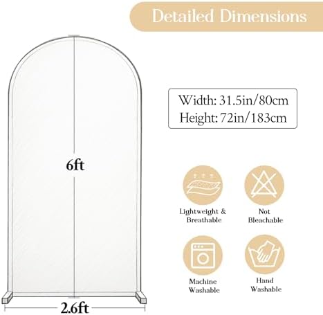 6FT Wedding Arch Backdrop Cover, Brown Arch Covers Stretchy Backdrop, Double-Sided Arch Backdrop Stand Cover for, alternate