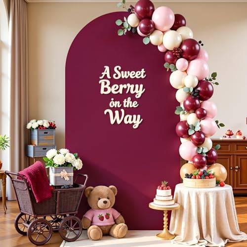 6FT Wedding Arch Backdrop Cover, Burgundy Arch Covers Stretchy Backdrop, Double-Sided Arch Backdrop Stand Cover, alternate