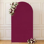 6FT Wedding Arch Backdrop Cover, Burgundy Arch Covers Stretchy Backdrop, Double-Sided Arch Backdrop Stand Cover, alternate