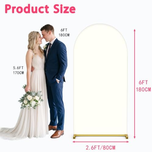 6FT Wedding Arch Backdrop Cover, Ivory Spandex Arch Stand Cover, alternate view 2