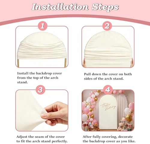 6FT Wedding Arch Backdrop Cover, Ivory Spandex Arch Stand Cover, alternate view 4