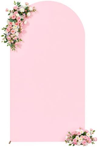 6FT Wedding Arch Backdrop Cover, Pink Arch Covers Stretchy Backdrop, Double-Sided Arch Backdrop Stand Cover for
