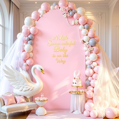 6FT Wedding Arch Backdrop Cover, Pink Arch Covers Stretchy Backdrop, Double-Sided Arch Backdrop Stand Cover for, alternate