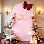 6FT Wedding Arch Backdrop Cover, Pink Arch Covers Stretchy Backdrop, Double-Sided Arch Backdrop Stand Cover for, alternate