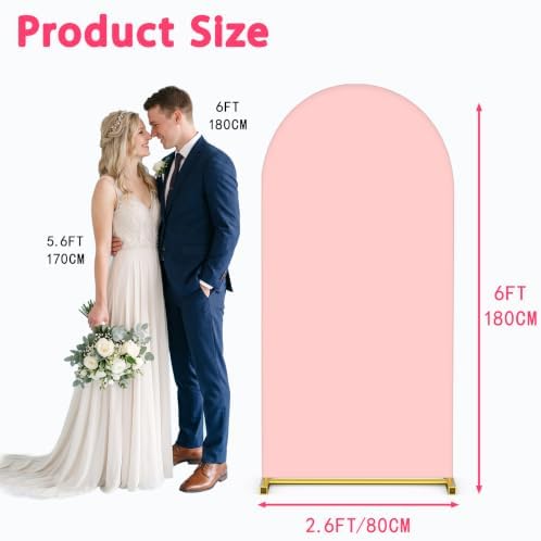 6FT Wedding Arch Backdrop Cover, Pink Spandex Arch Stand Cover, alternate view 2