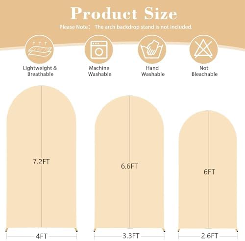 6FT Wedding Arch Backdrop Cover, Stretchy Arch Covers Round Top Chiara Backdrop Cover for Wedding Birthday Party, alternate